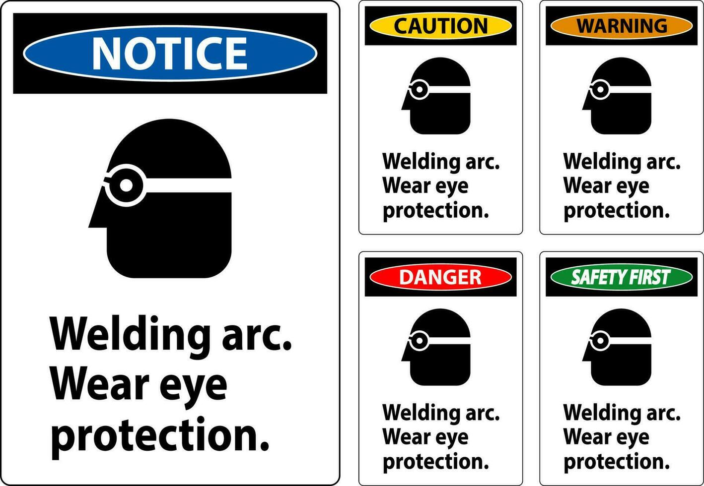 Achtung Schweißen Bogen tragen Auge Schutz Zeichen vektor