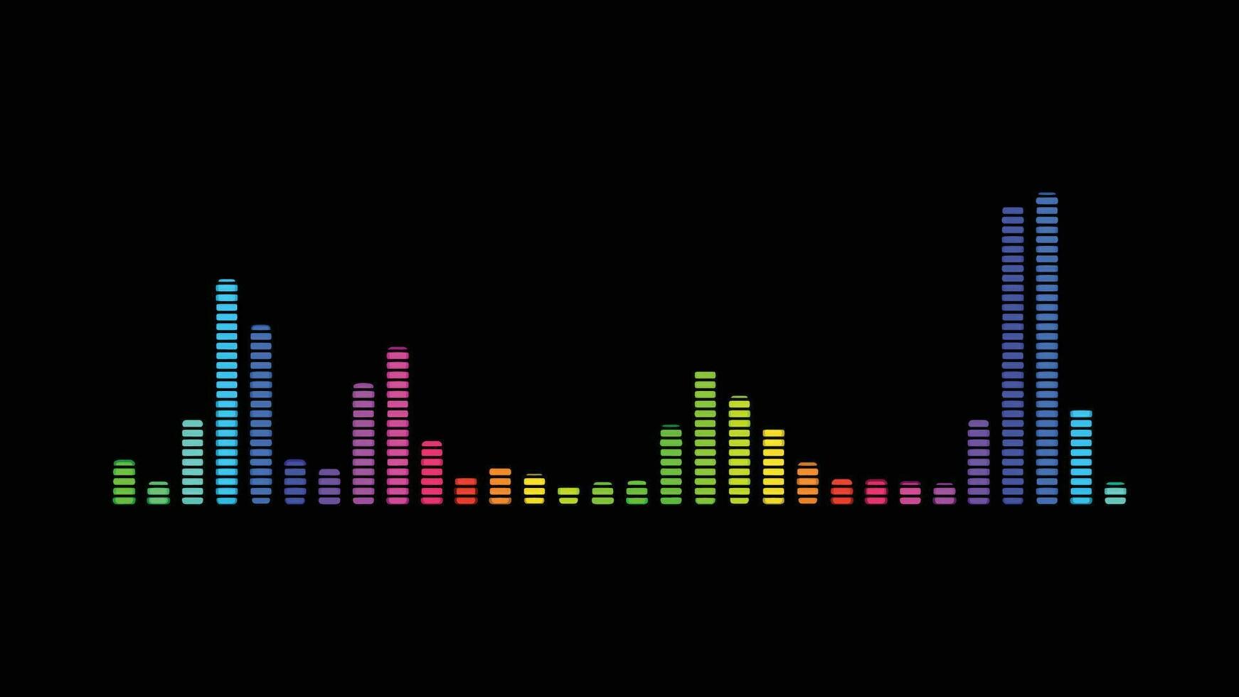Design von Klang Musik- Riegel, mehrfarbig Digital Equalizer mit Betrachtung Über dunkel Hintergrund vektor