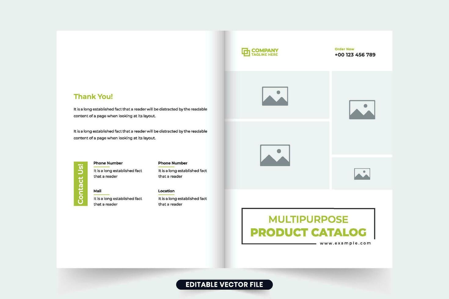 företag produkt katalog och broschyr omslag mall med grön och mörk färger. modern företag PR produkt katalog omslag vektor. affär annons tidskrift katalog omslag design. vektor