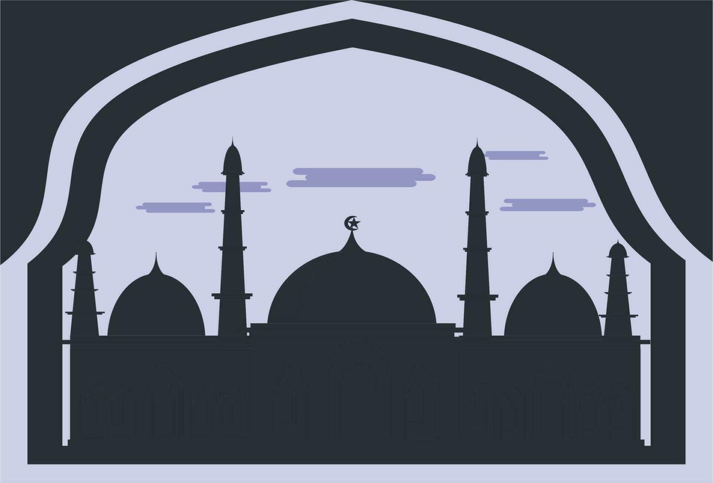 islamic hälsning design bakgrund med två guld lykta. vektor illustration för använda sig av i banderoller, webb, posters och e-handel. silhuett av moské bakgrund