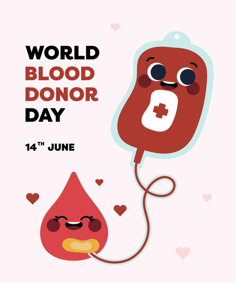 platt design vektor söt värld blod givare dag 14 juni
