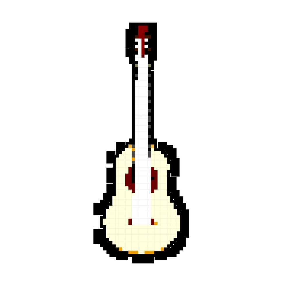 instrument akustisk gitarr spel pixel konst vektor illustration