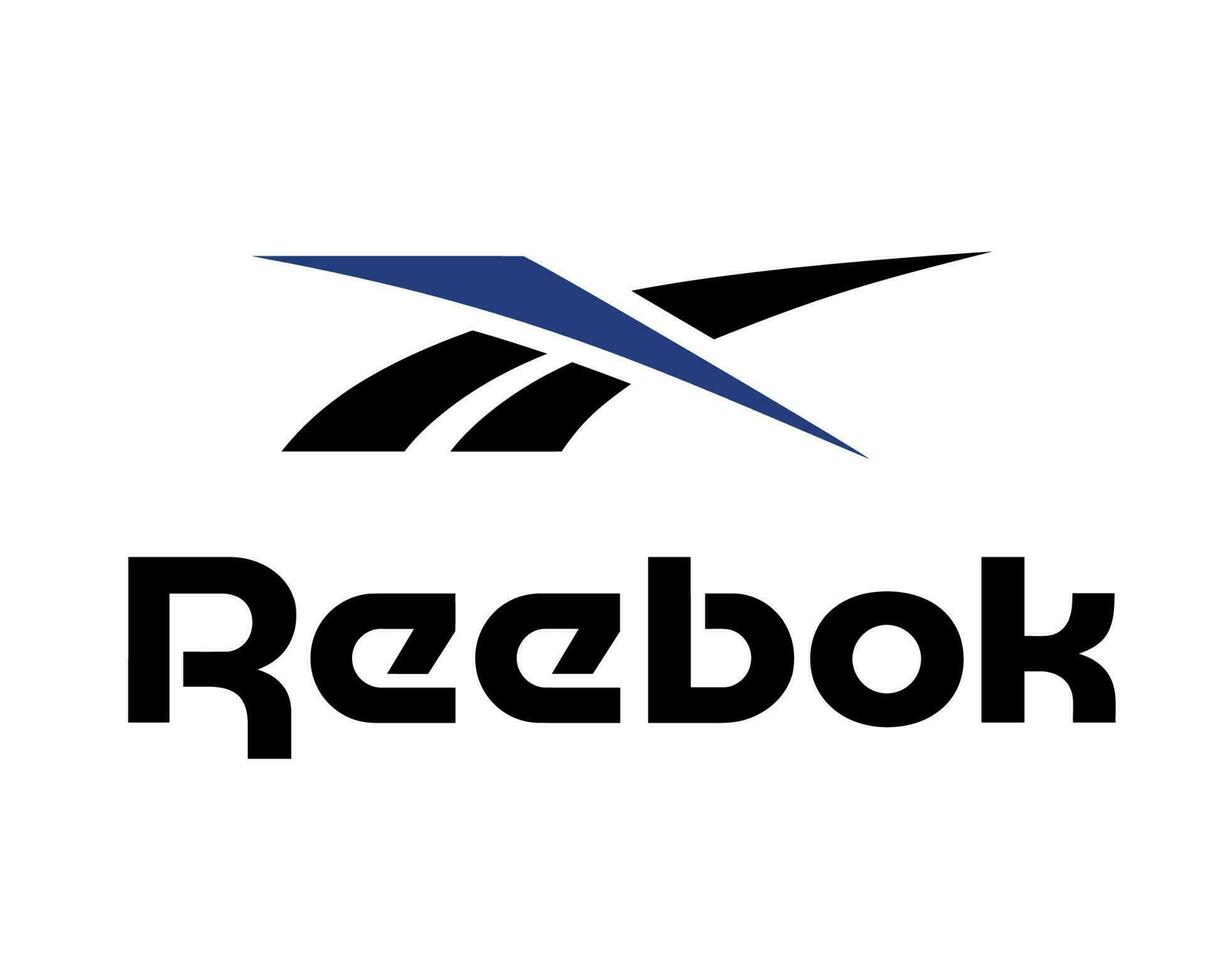 reebok logotyp varumärke kläder med namn svart och blå symbol design ikon abstrakt vektor illustration