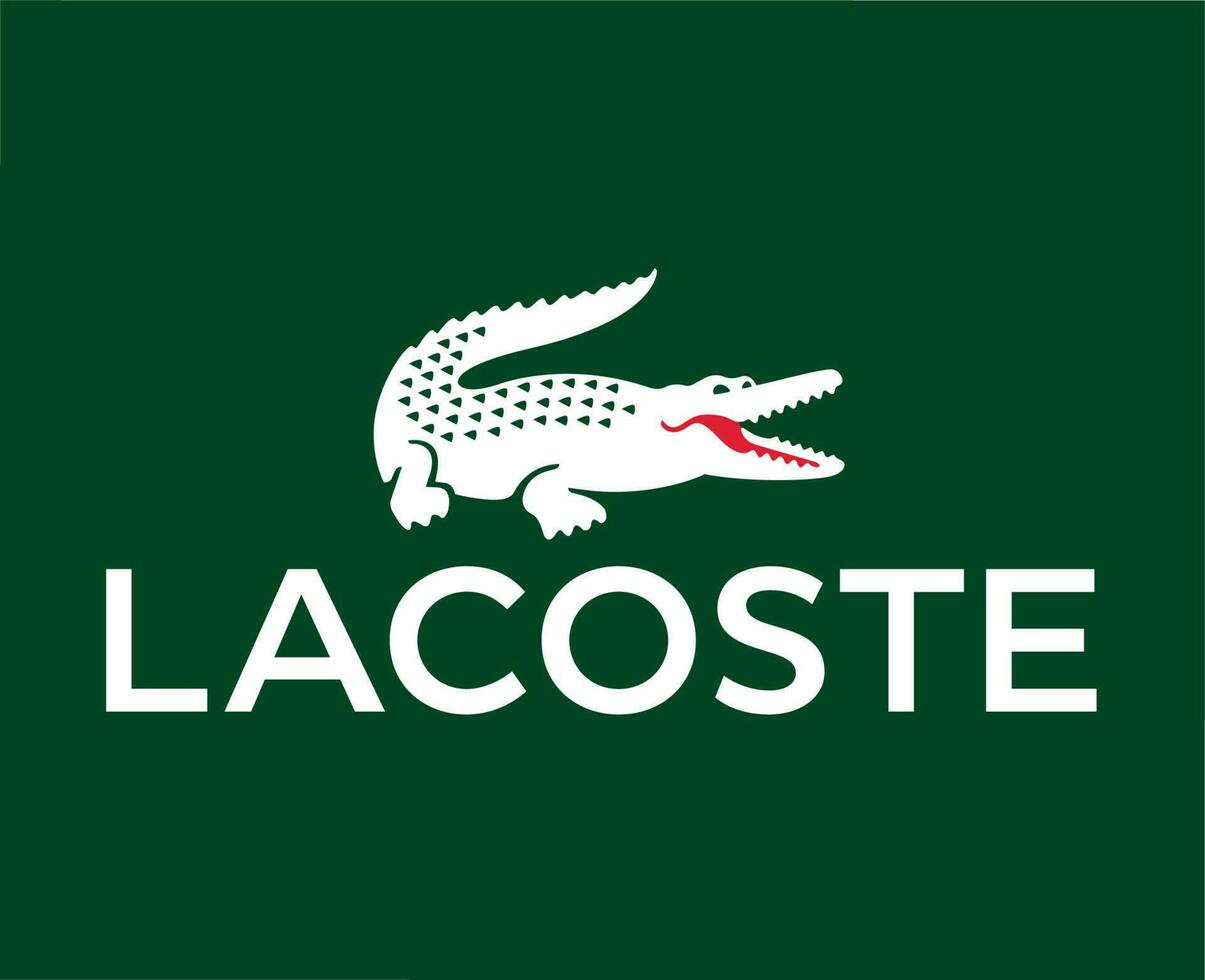 lacoste Marke Logo Symbol mit Name Design Kleider Mode Vektor Illustration mit Grün Hintergrund