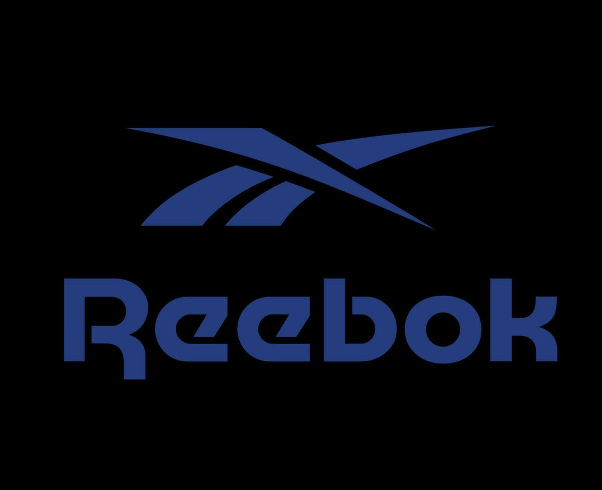 reebok logotyp varumärke kläder med namn blå symbol design ikon abstrakt vektor illustration med svart bakgrund