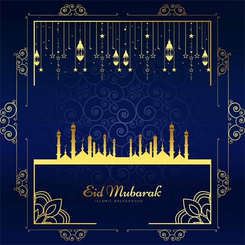 Vacker Eid Mubarak kort bakgrunds illustration vektor