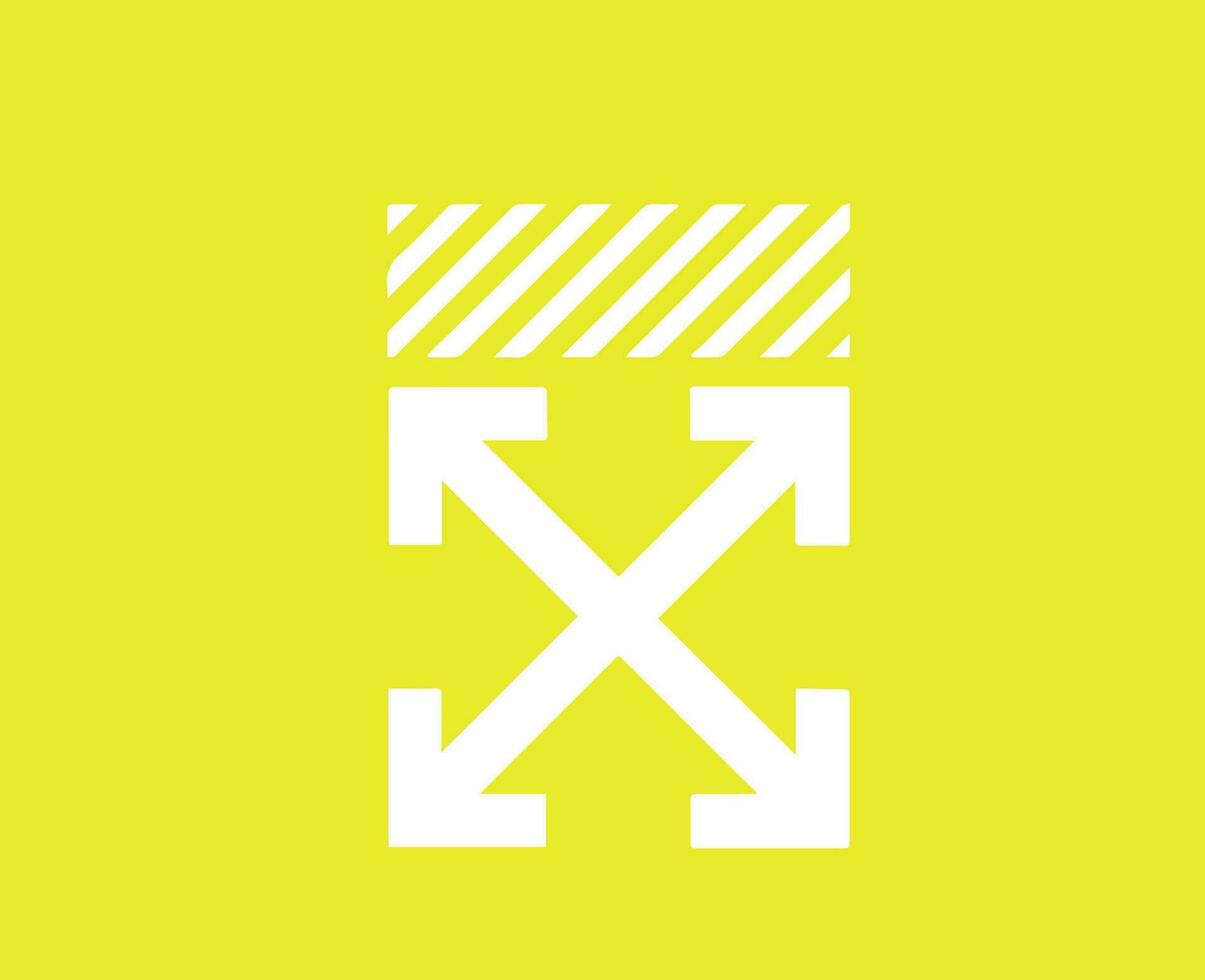 off-white logotyp varumärke symbol vit design kläder ikon abstrakt vektor illustration med gul bakgrund