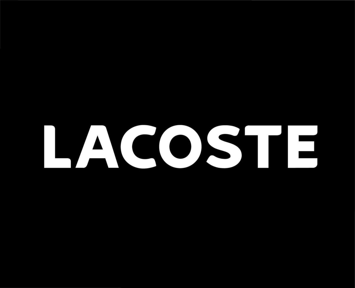 lacoste Logo Marke Symbol Name Weiß Design Kleider Mode Vektor Illustration mit schwarz Hintergrund