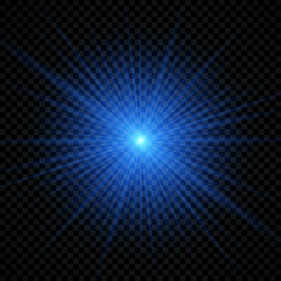 ljus effekt av lins bloss. blå lysande lampor starburst effekter med pärlar vektor