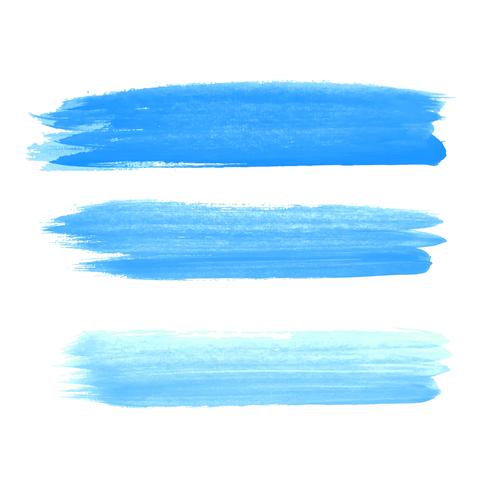 Abstrakt blå akvarell hand rita streck set vektor