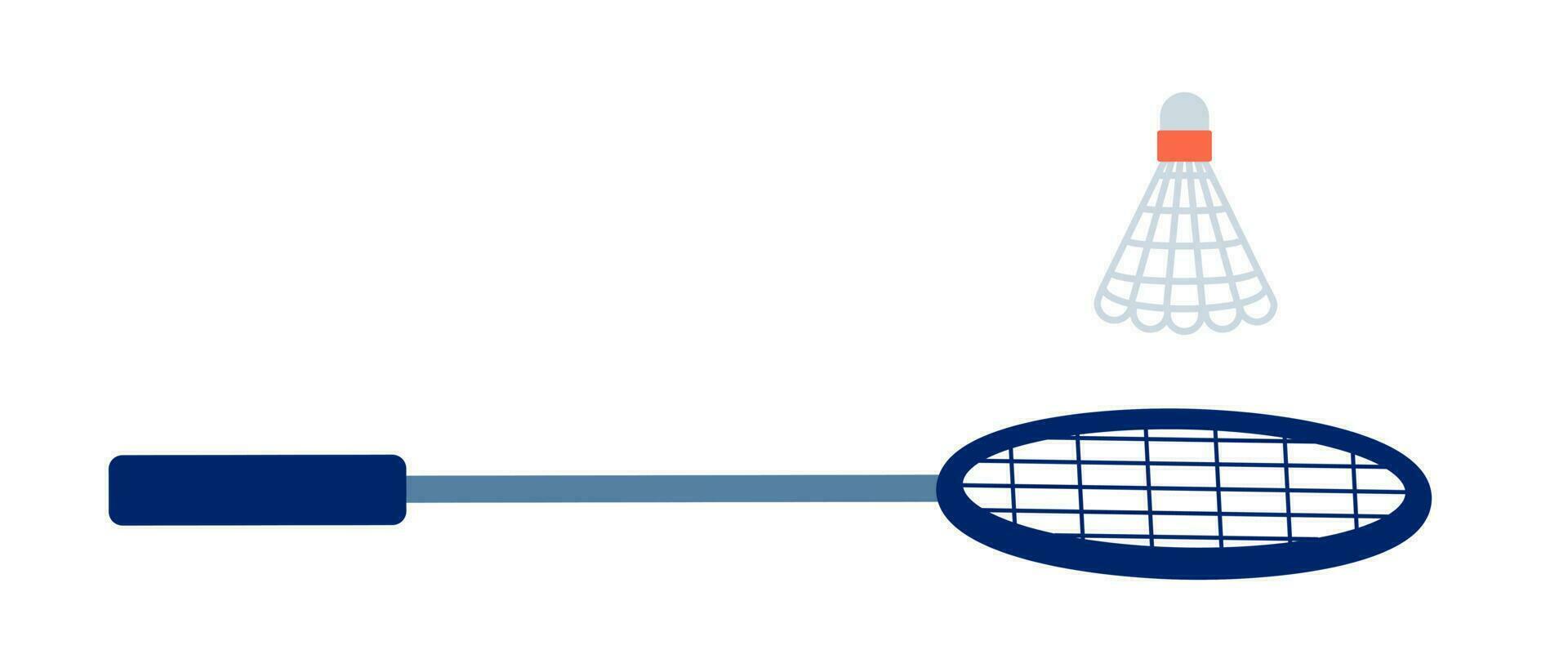 Badminton Schläger und Federball halb eben Farbe Vektor Objekt. Badminton Sport Ausrüstung. editierbar Karikatur Clip Kunst Symbol auf Weiß Hintergrund. einfach Stelle Illustration zum Netz Grafik Design