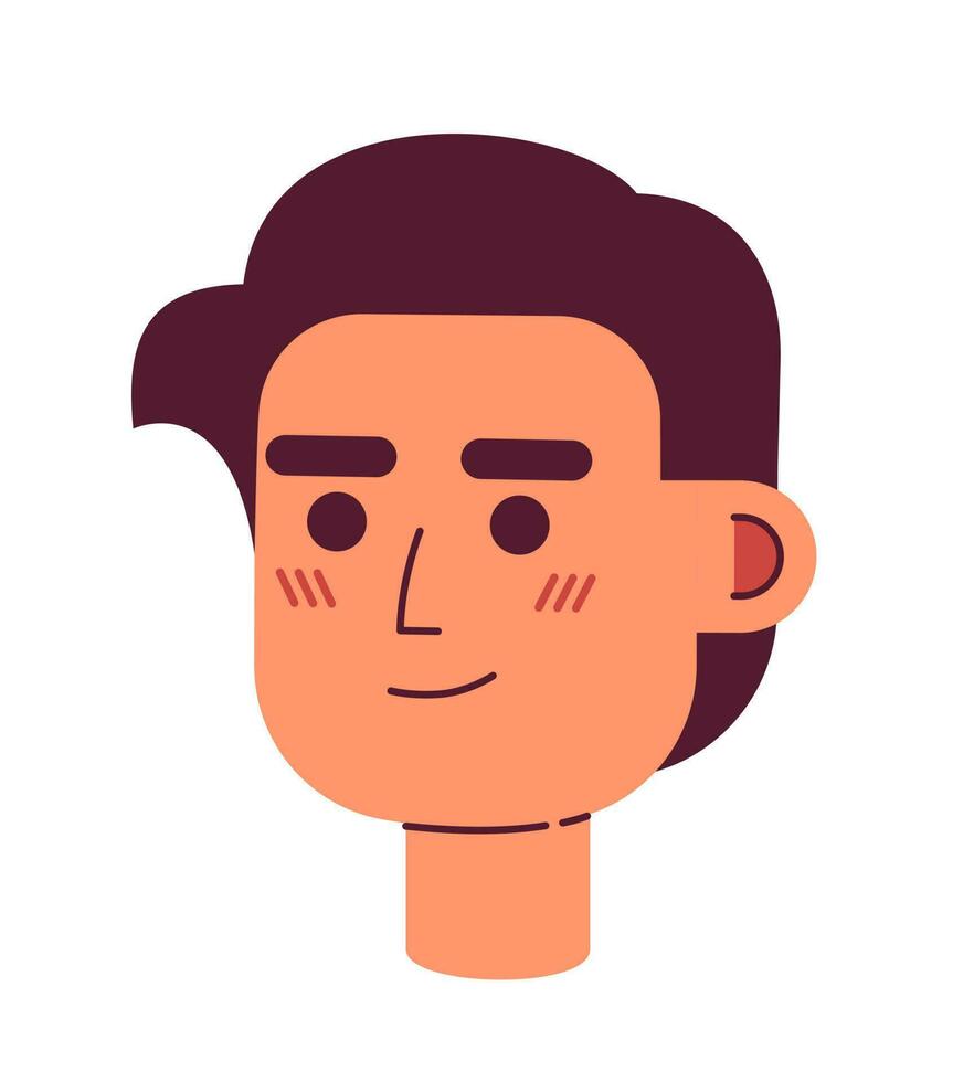 attraktiv leende kille med bakåtslickat hår semi platt vektor karaktär huvud. klassisk frisyr. redigerbar tecknad serie avatar ikon. ansikte känsla. färgrik fläck illustration för webb grafisk design, animering