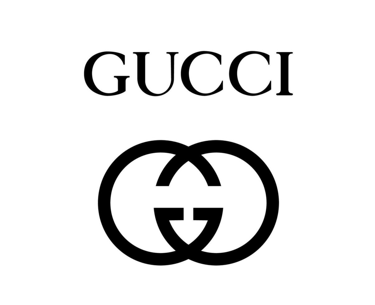 Gucci Marke Logo Symbol mit Name schwarz Design Kleider Mode Vektor Illustration