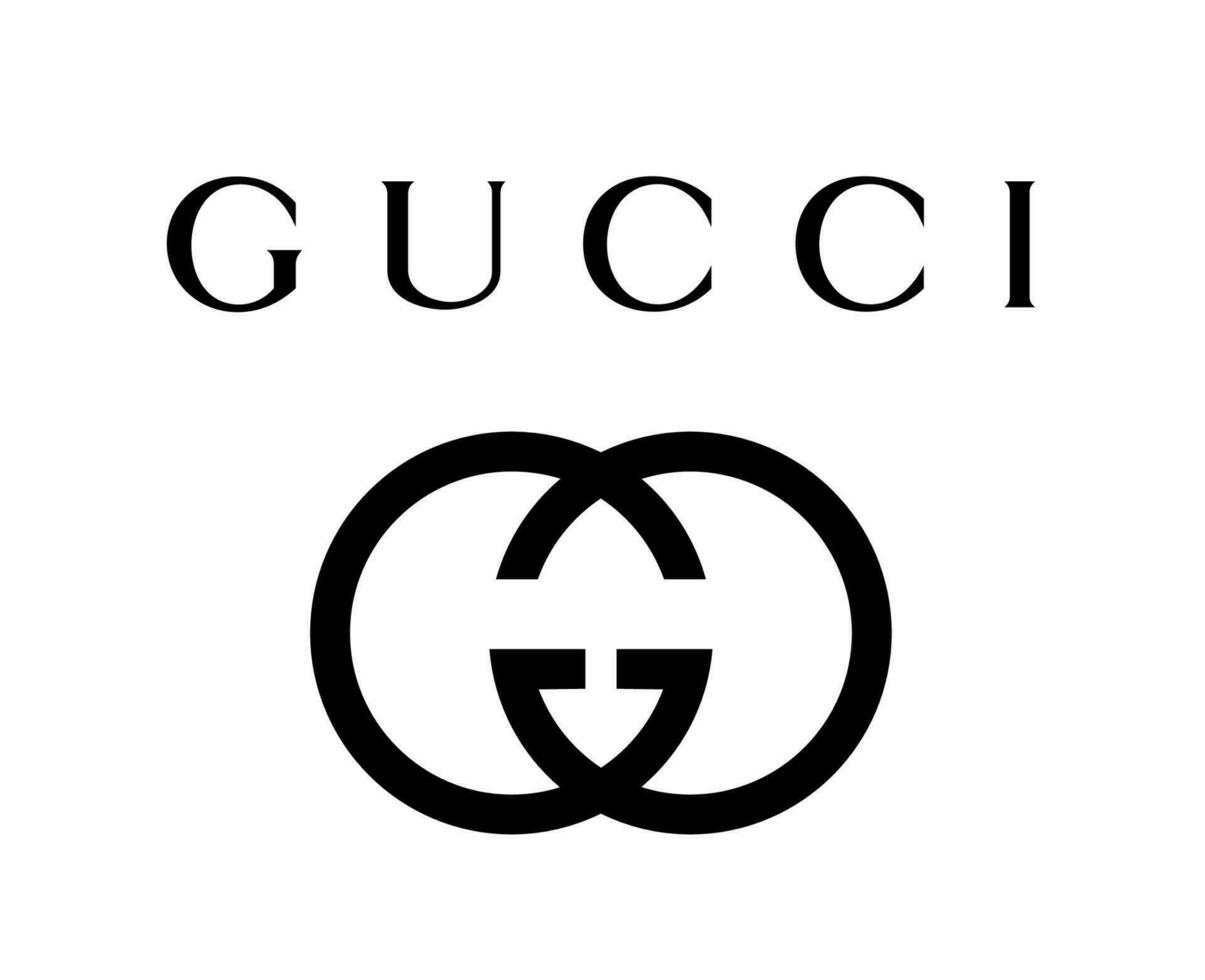 gucci logotyp varumärke symbol med namn svart design kläder mode vektor illustration