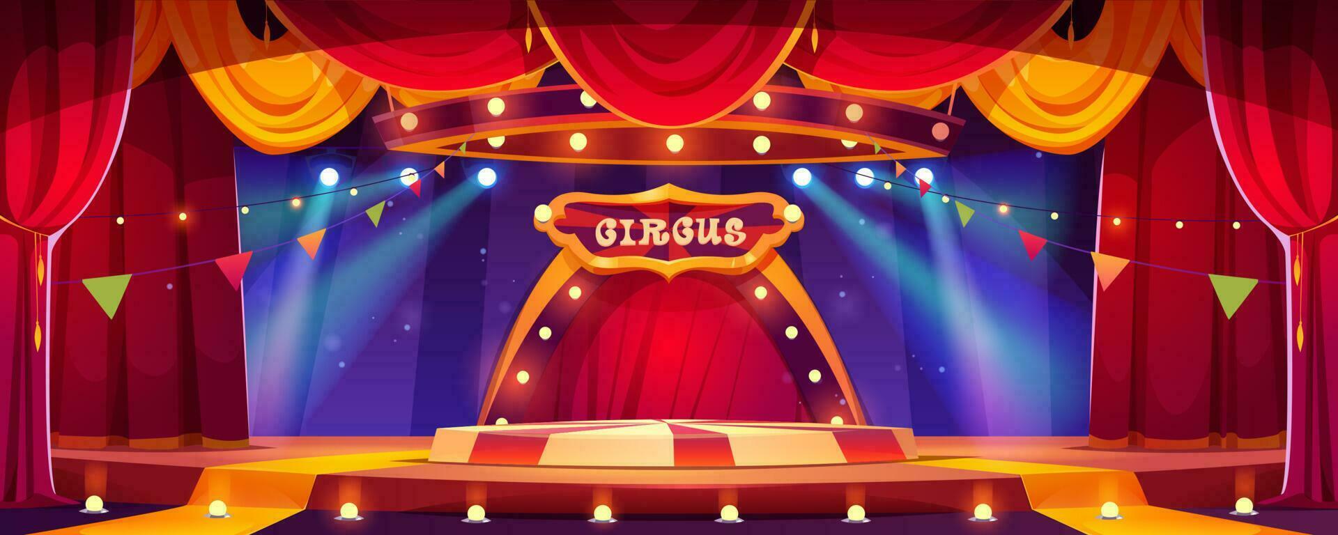 Zirkus Karikatur Bühne mit Ring Vektor Hintergrund