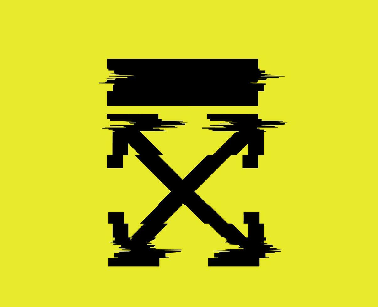 off-white varumärke logotyp svart symbol kläder design ikon abstrakt vektor illustration med gul bakgrund