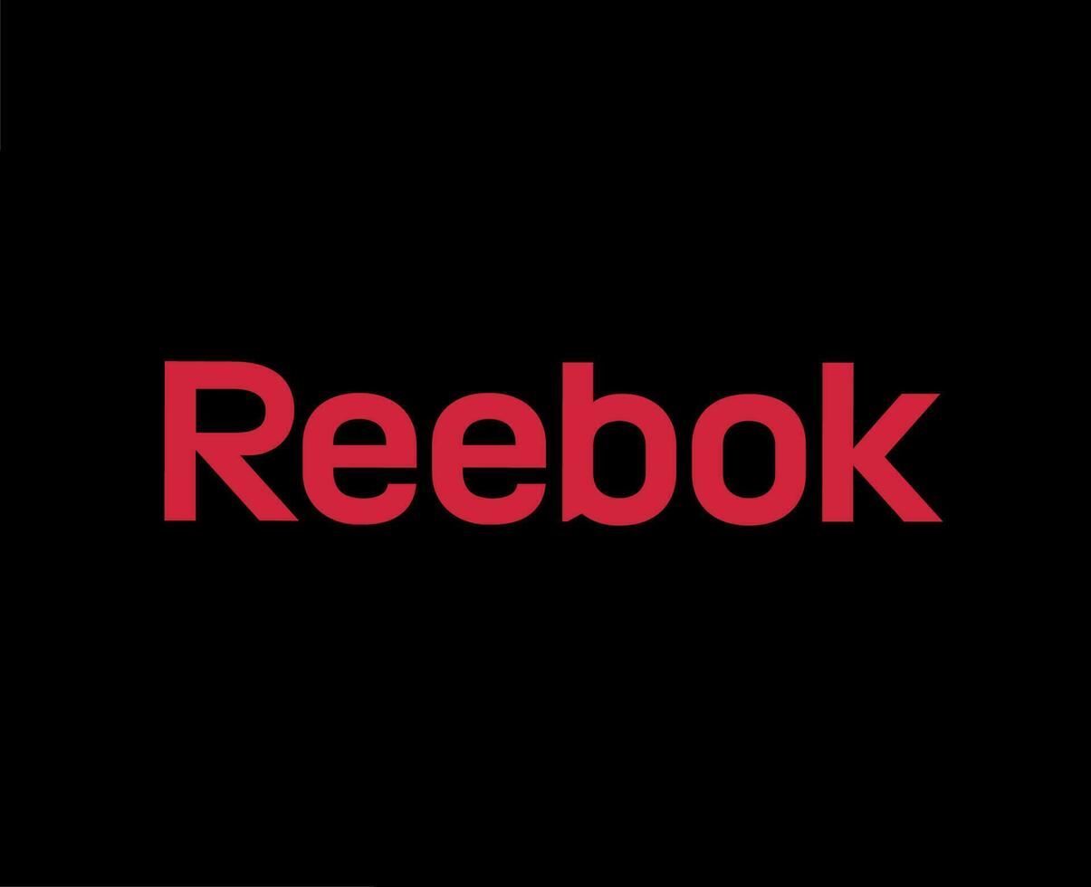 reebok varumärke logotyp namn röd symbol kläder design ikon abstrakt vektor illustration med svart bakgrund