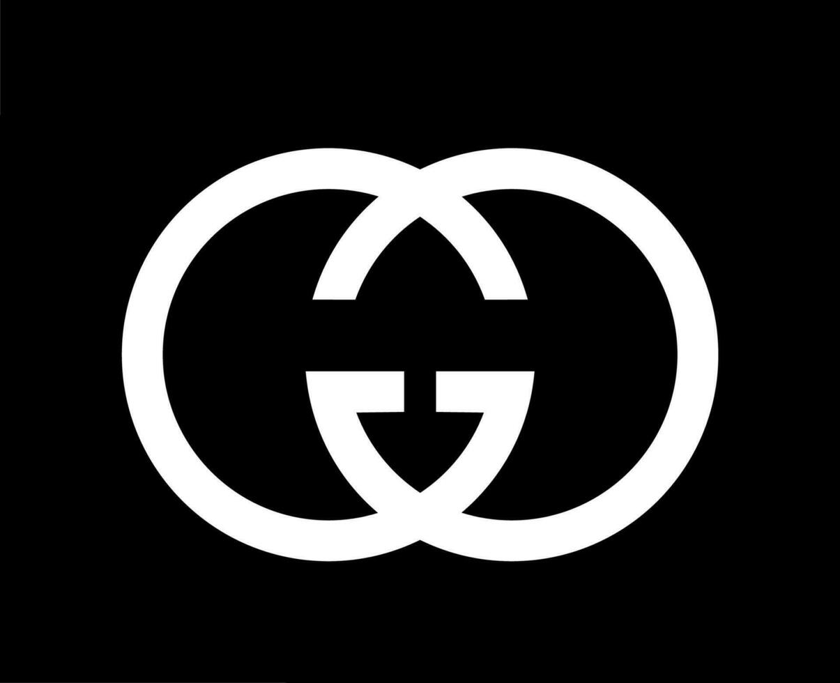 gucci varumärke logotyp symbol vit design kläder mode vektor illustration med svart bakgrund