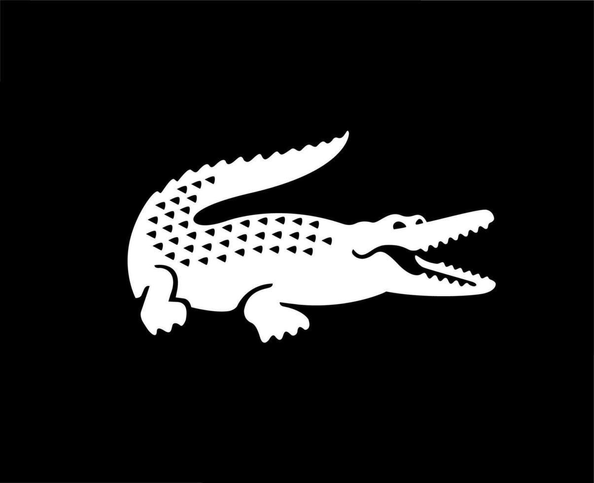 lacoste Logo Marke Symbol Weiß Design Kleider Mode Vektor Illustration mit schwarz Hintergrund