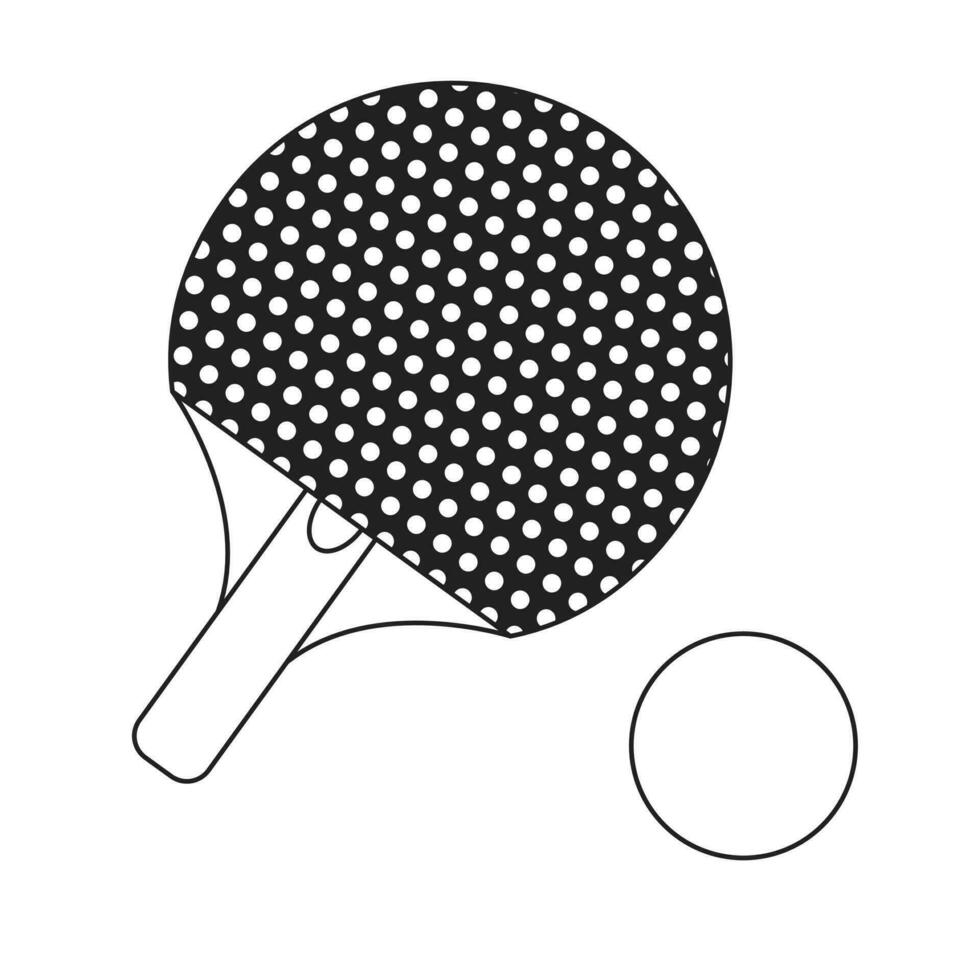 Klingeln Pong Paddel mit Ball einfarbig eben Vektor Objekt. Gummi Schläger mit Tischtennis Ball. editierbar schwarz und Weiß dünn Linie Symbol. einfach Karikatur Clip Kunst Stelle Illustration zum Netz Grafik Design