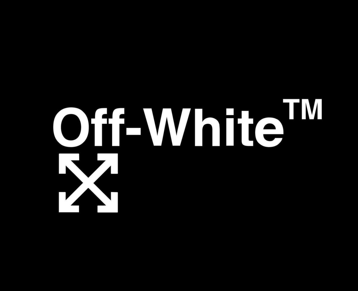 off-white varumärke logotyp symbol namn vit kläder design ikon abstrakt vektor illustration med svart bakgrund