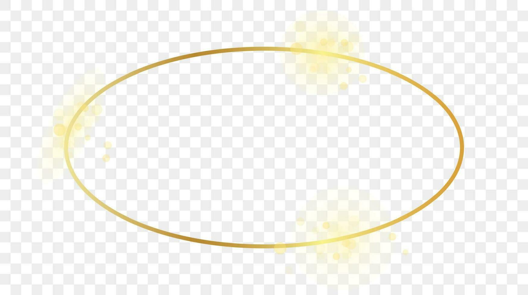 Gold glühend Oval gestalten Rahmen isoliert auf Hintergrund. glänzend Rahmen mit glühend Auswirkungen. Vektor Illustration.