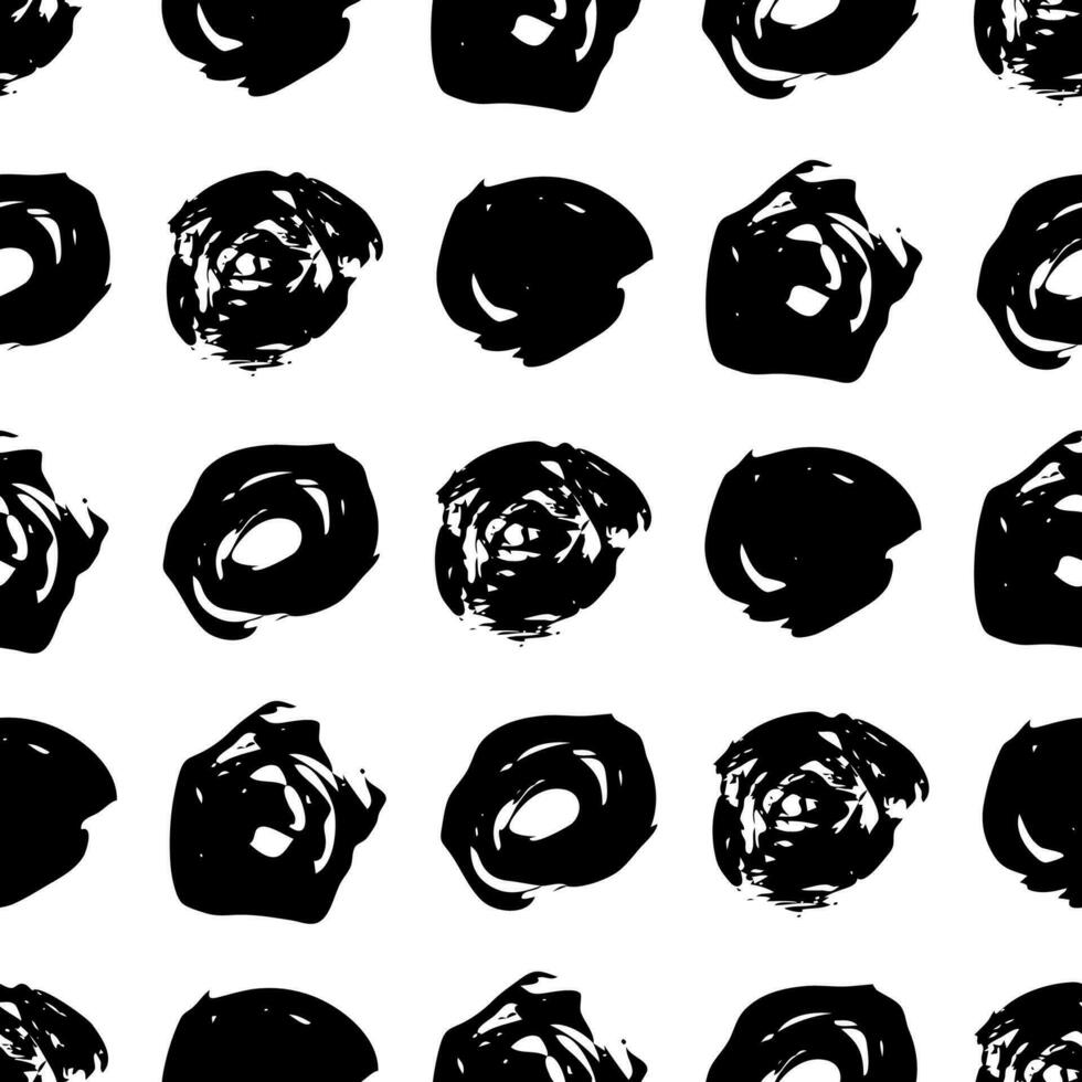 nahtlos Muster mit dunkel Hand gezeichnet runden kritzeln Abstrich auf Weiß Hintergrund. abstrakt Grunge Textur. Vektor Illustration