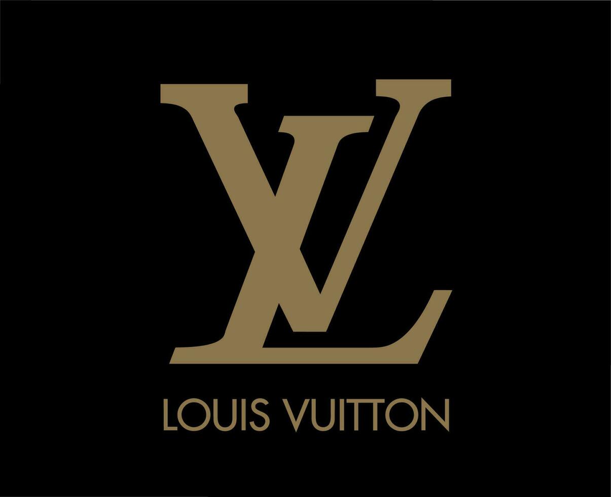 Louis vuitton Marke Logo mit Name braun Symbol Design Kleider Mode Vektor Illustration mit schwarz Hintergrund