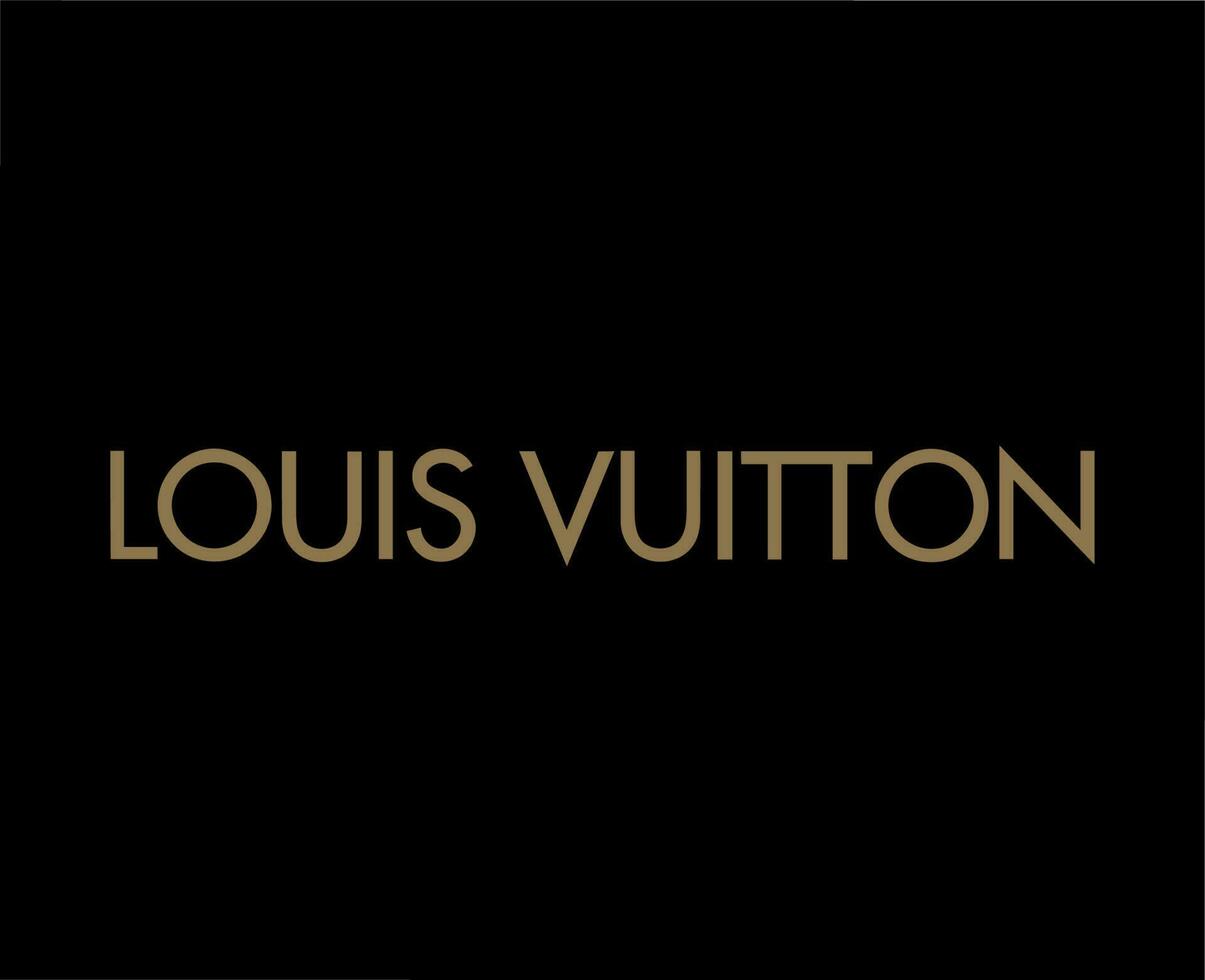 Louis vuitton varumärke logotyp namn brun symbol design kläder mode vektor illustration med svart bakgrund