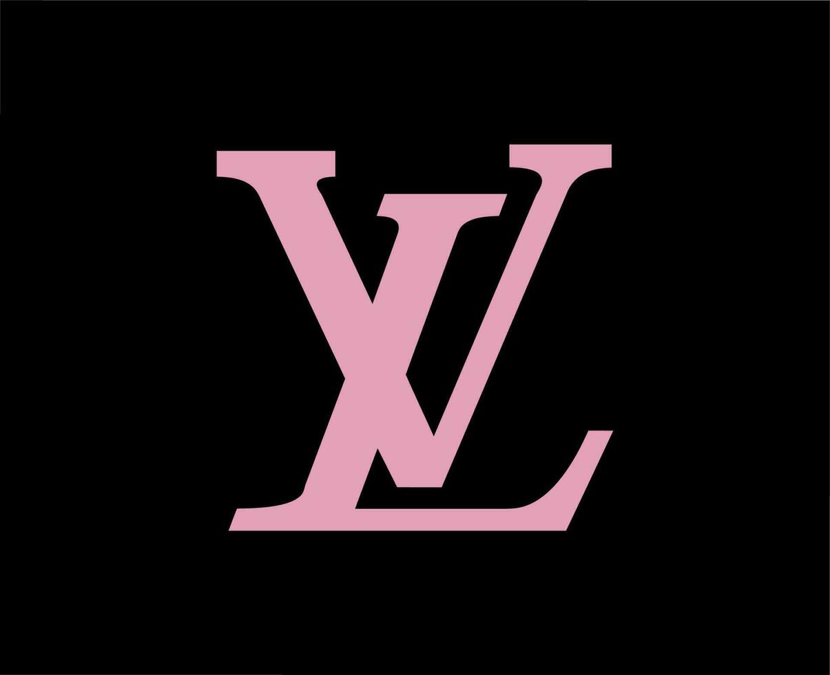 Louis vuitton varumärke logotyp rosa symbol design kläder mode vektor illustration med svart bakgrund
