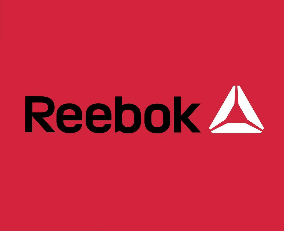 reebok varumärke logotyp symbol med namn kläder design ikon abstrakt vektor illustration med röd bakgrund