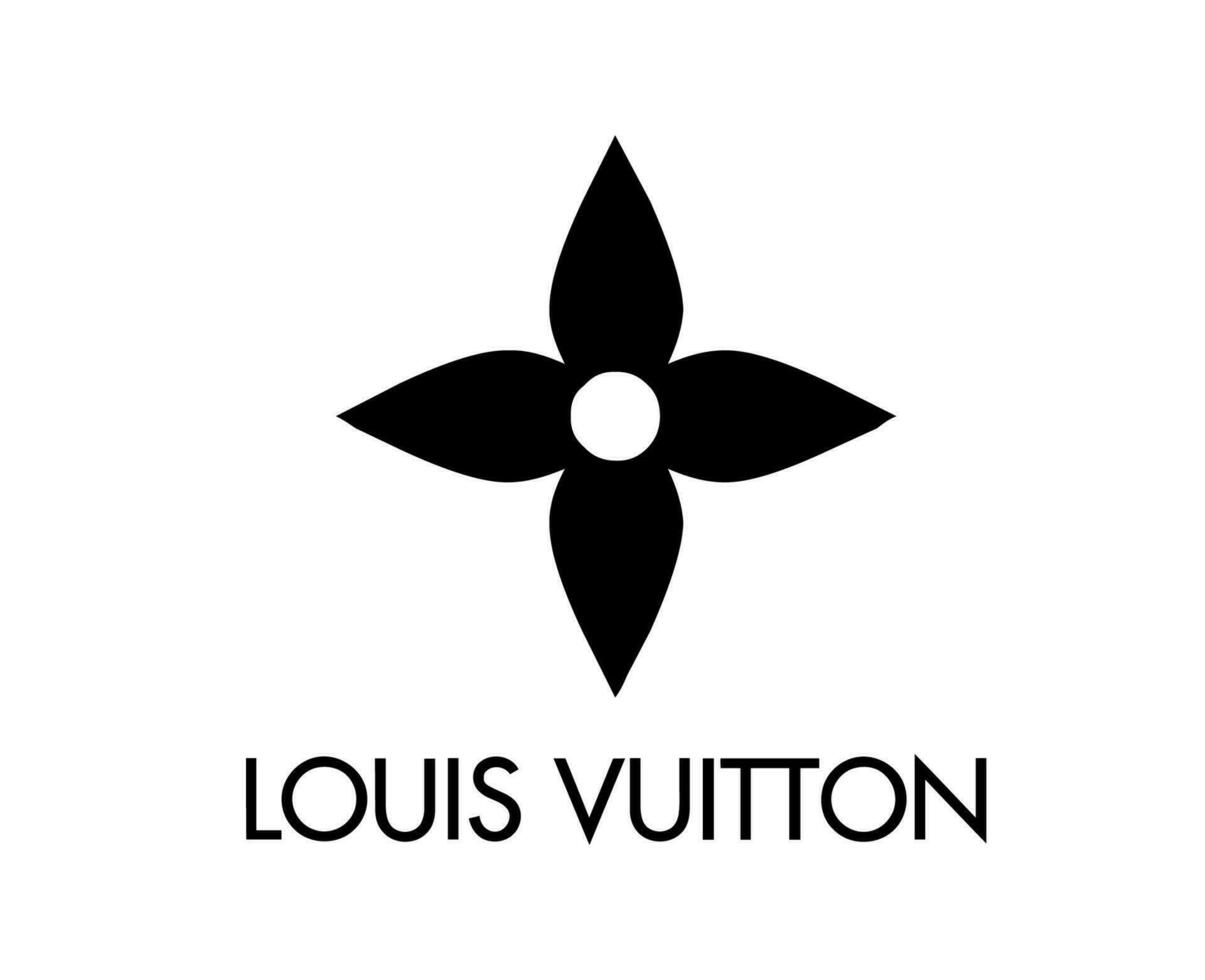 Louis vuitton varumärke logotyp mode svart med namn design symbol kläder vektor illustration