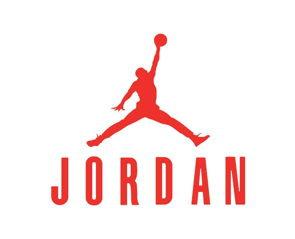 Jordan Marke Logo Symbol mit Name rot Design Kleider Sportkleidung Vektor Illustration