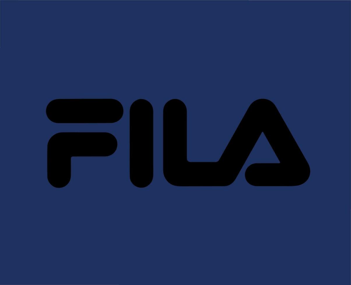 Fila Marke Logo Symbol schwarz Design Kleider Mode Vektor Illustration mit Blau Hintergrund