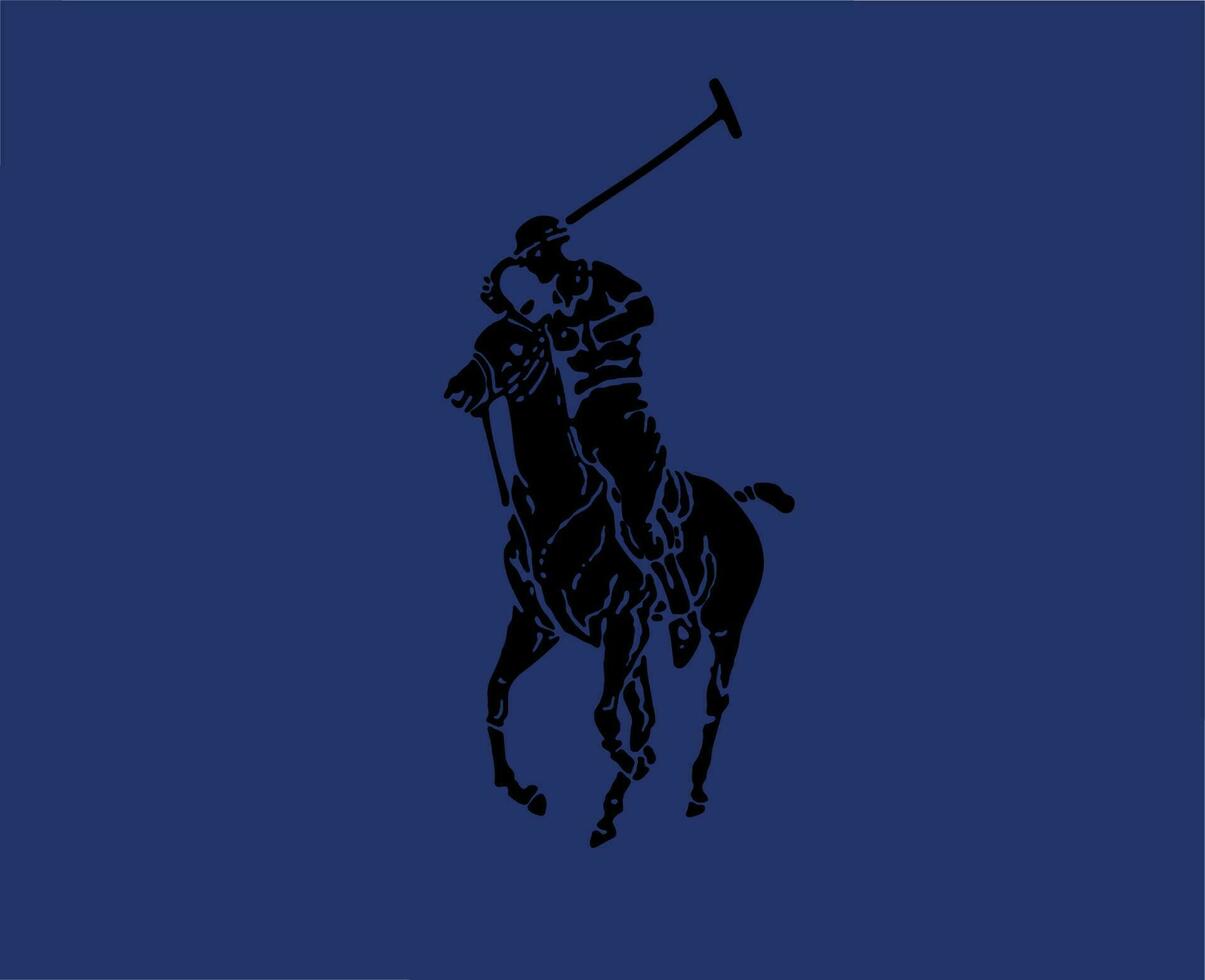 polo varumärke logotyp svart symbol kläder design ikon abstrakt vektor illustration med blå bakgrund