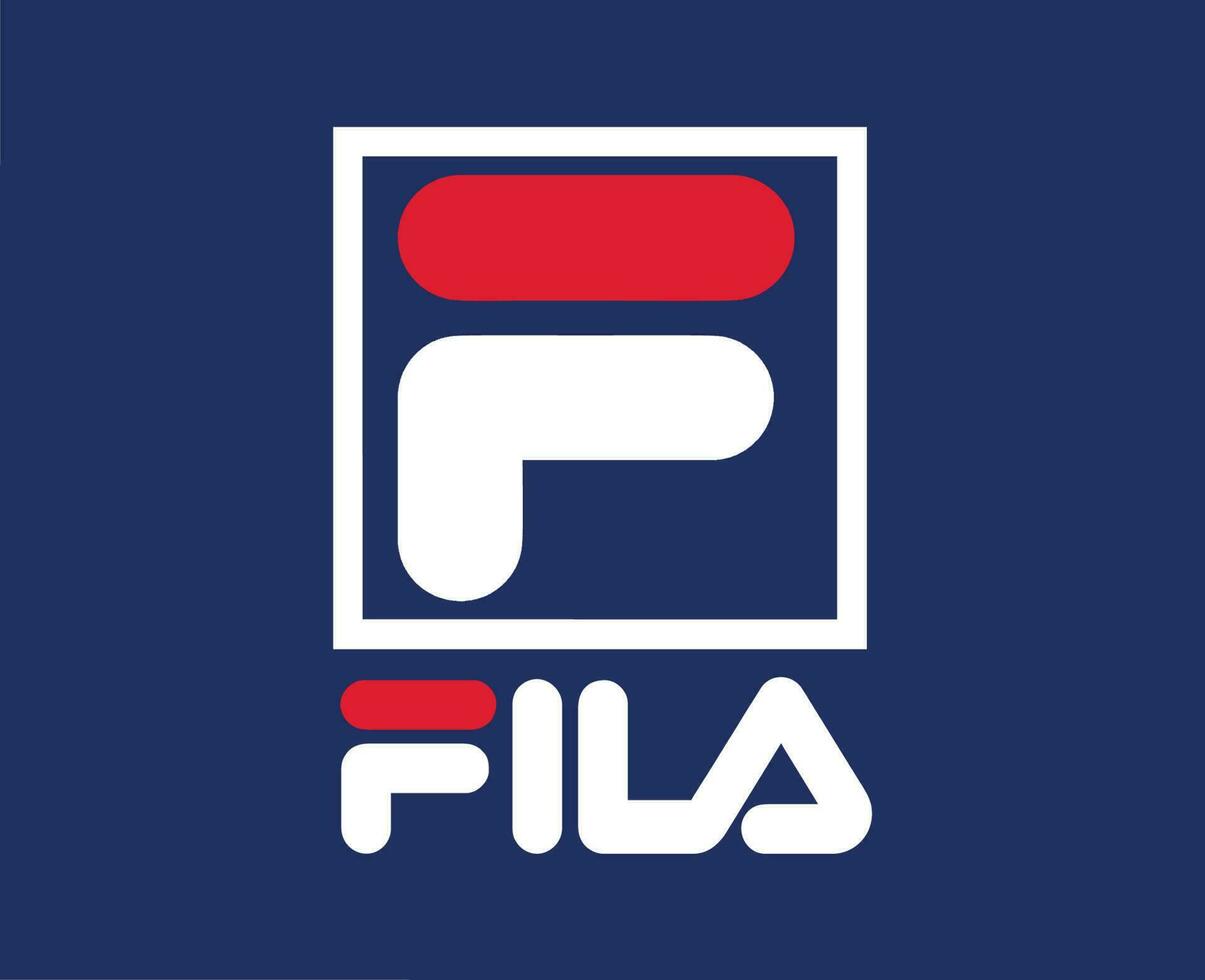 Fila Marke Logo Kleider Symbol mit Name Design Mode Vektor Illustration mit Blau Hintergrund