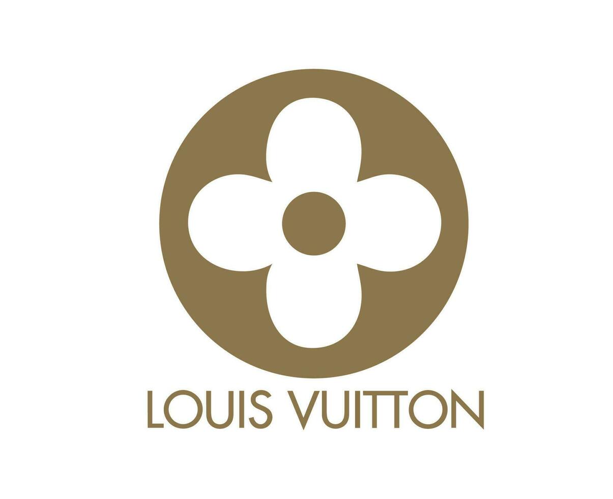 Louis vuitton logotyp varumärke med namn brun symbol design kläder mode vektor illustration