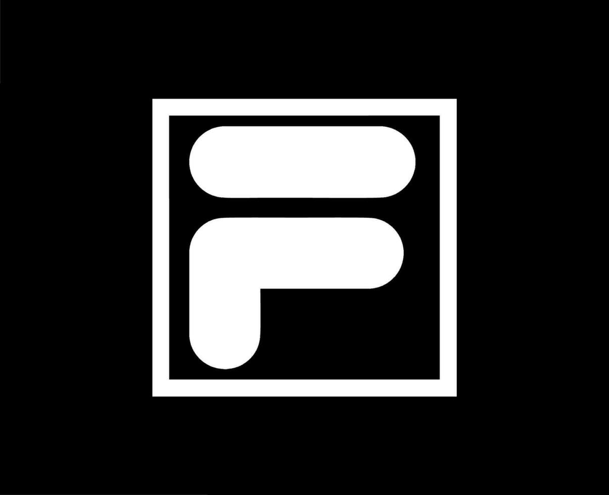 Fila Logo Marke Kleider Symbol Weiß Design Mode Vektor Illustration mit schwarz Hintergrund