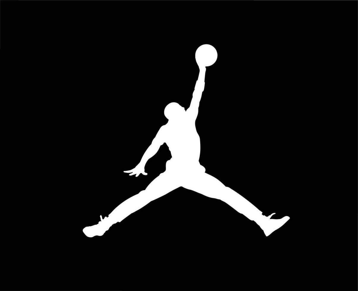 Jordan Marke Logo Symbol Weiß Design Kleider Sportkleidung Vektor Illustration mit schwarz Hintergrund