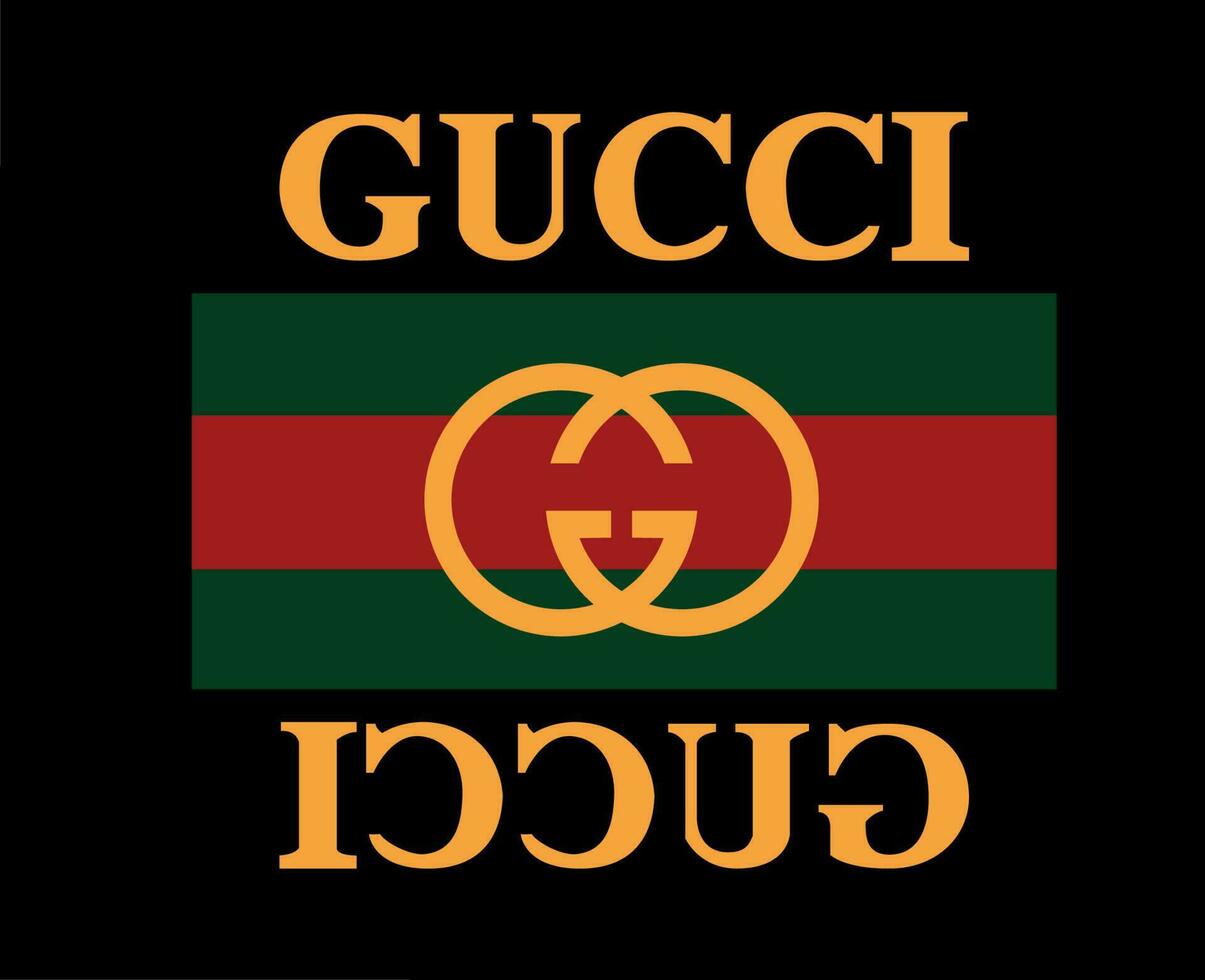 Gucci Marke Logo Symbol Kleider mit Name Design Mode Vektor Illustration mit schwarz Hintergrund