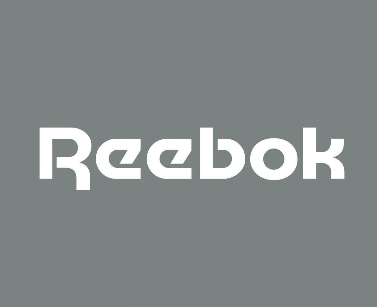 reebok varumärke logotyp symbol namn vit kläder design ikon abstrakt vektor illustration med grå bakgrund