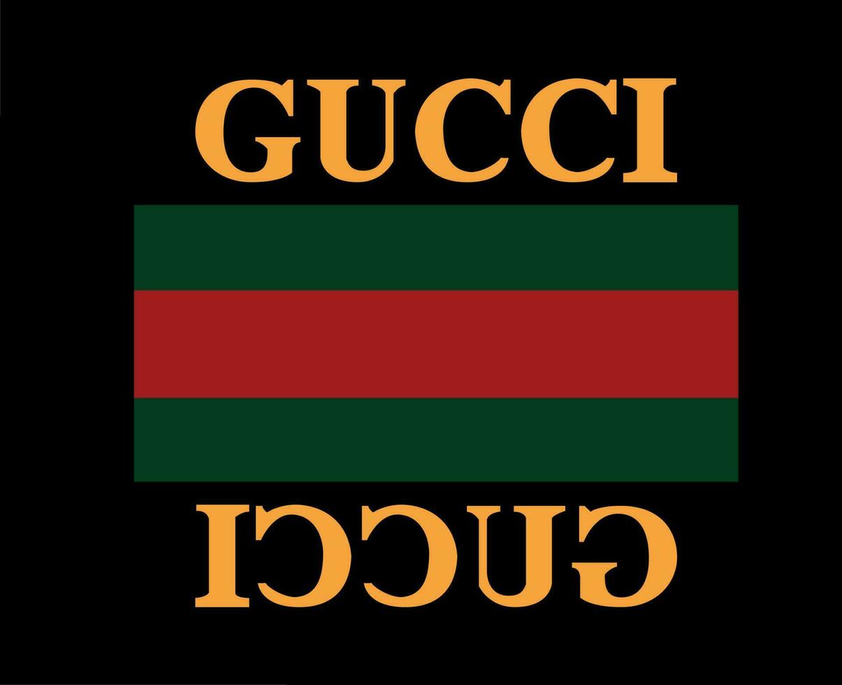 gucci logotyp varumärke symbol kläder med namn design mode vektor illustration med svart bakgrund