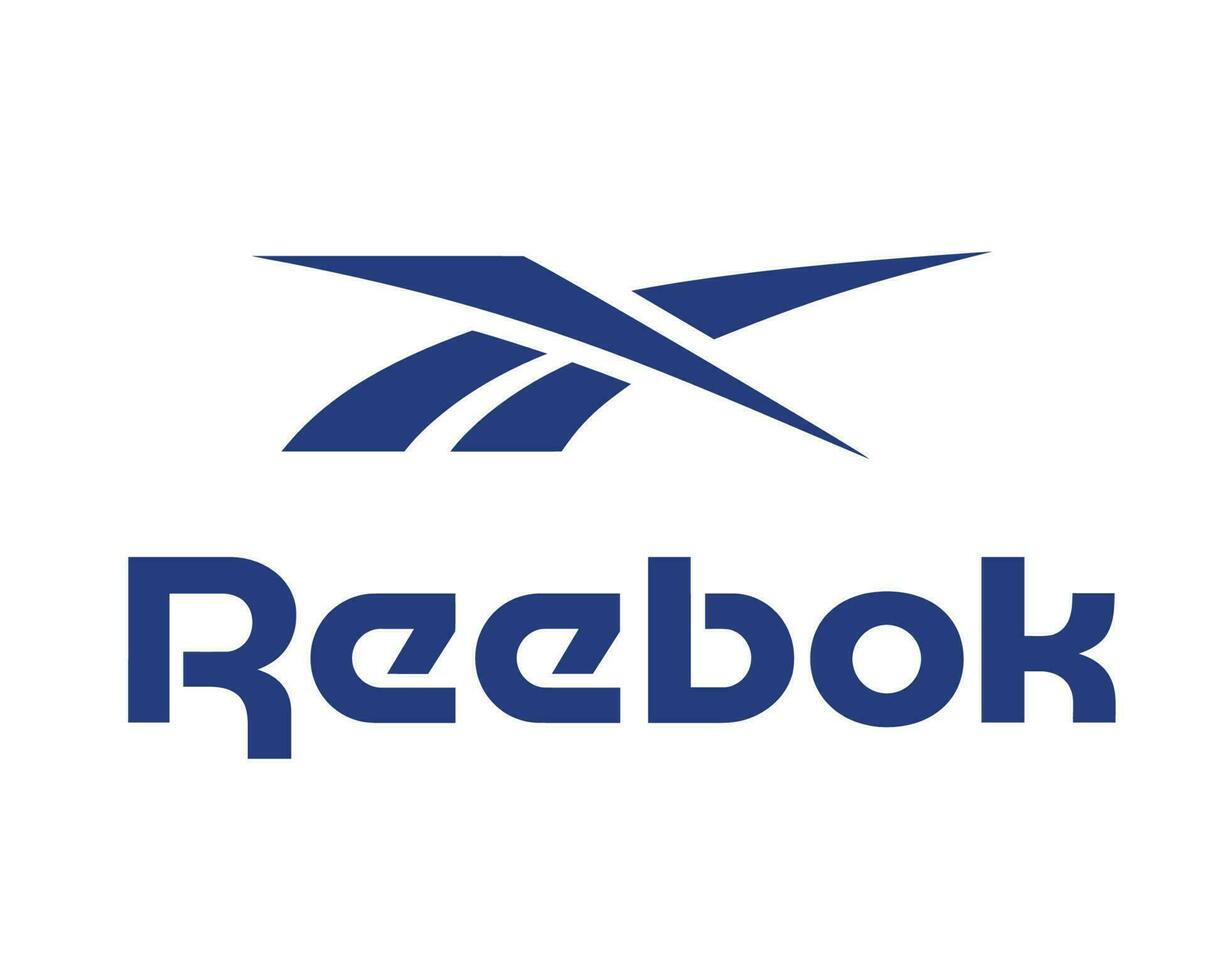 reebok logotyp varumärke kläder med namn blå symbol design ikon abstrakt vektor illustration