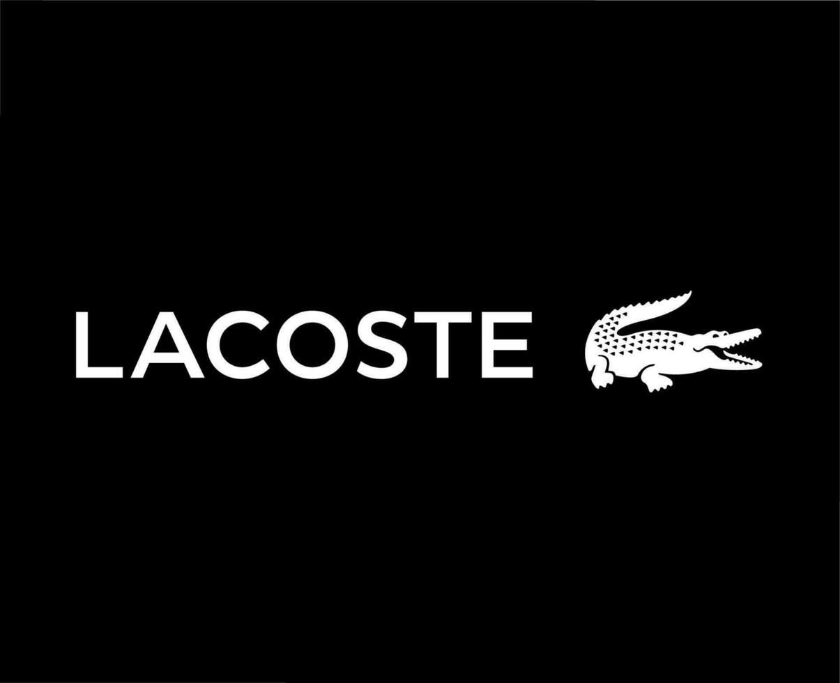 lacoste logotyp varumärke symbol med namn vit design kläder mode vektor illustration med svart bakgrund