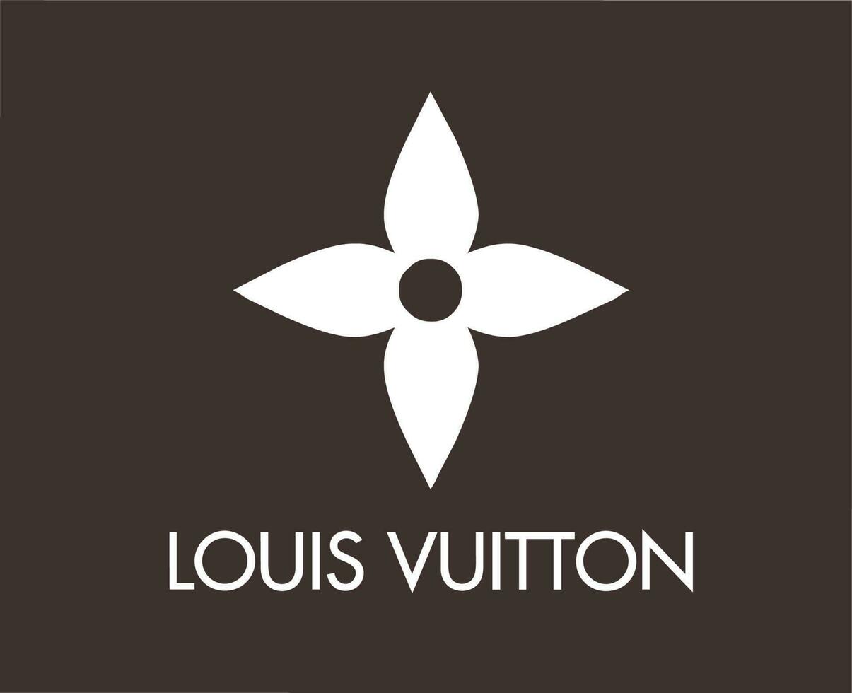 Louis vuitton Marke Logo Mode Weiß mit Name Design Symbol Kleider Vektor Illustration mit braun Hintergrund