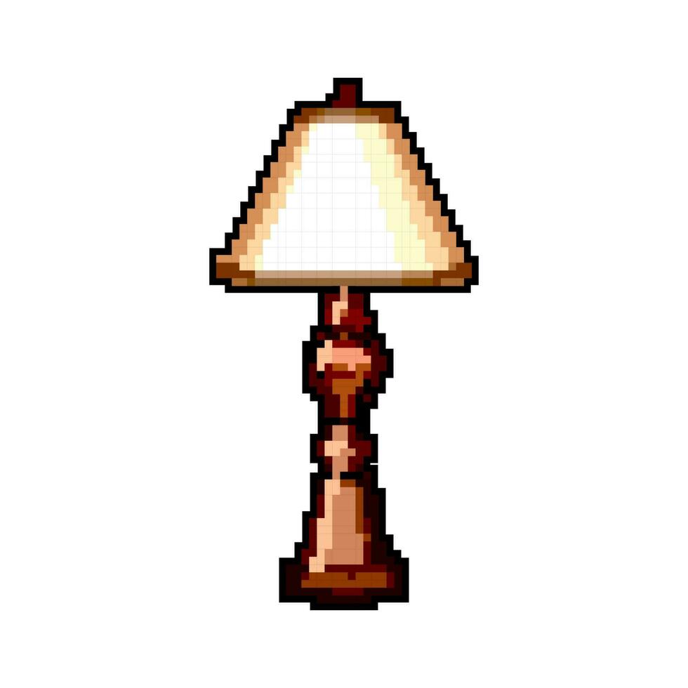 Licht Jahrgang Tabelle Lampe Spiel Pixel Kunst Vektor Illustration