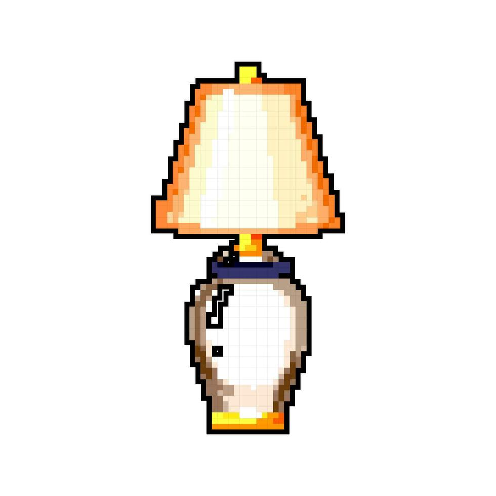 möbel årgång tabell lampa spel pixel konst vektor illustration