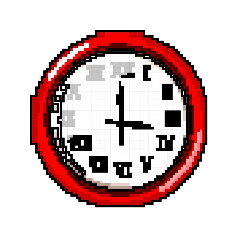 Minute Mauer Uhr Spiel Pixel Kunst Vektor Illustration