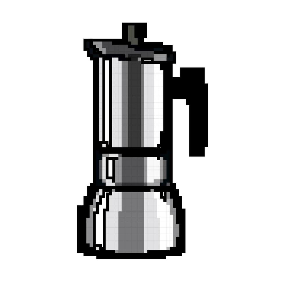 trinken Moka Topf Kaffee Spiel Pixel Kunst Vektor Illustration