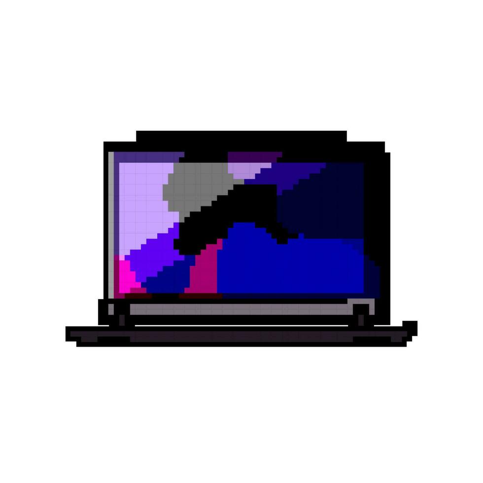 Computer Laptop Spielen Spiel Pixel Kunst Vektor Illustration